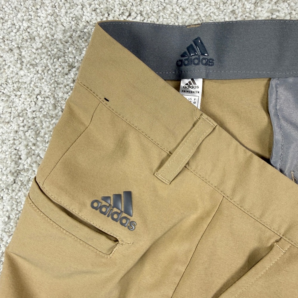 Adidas Golf Shorts Men 35 Tan Khaki Primegreen Performance Flat Front 01037